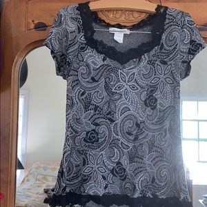 WHBM Women’s Medium Laced Edge Top